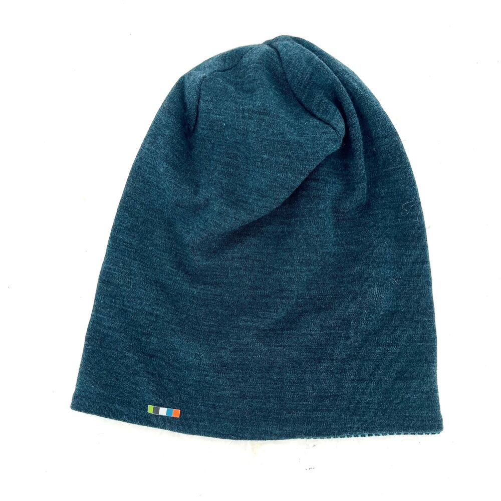 Smartwool Thermal Merino Reversible Beanie Blue Pattern Cuffed Wool Hat - Picture 2 of 8